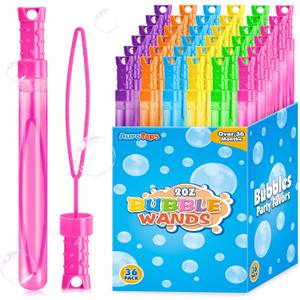 AuroTops 36 Pcs Bubble Wands Bulk,Giant Bubble Wand Big Bubbles Party Favors for Kids Birthday Gifts for Boys Girls Toys,Ideal for Carnival,Wedding,Classroom Prizes,Easter,Summer,Halloween,6 Colors
