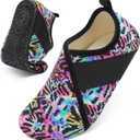 Besroad House Slippers for Women Men Comfy Barefoot Slippers Sock Furry Slip On House Shoes with Soft Rubber Sole for Bedroom Home Travel Yoga (10.5-11 Women/9-9.5 Men, Multi Tiedye)