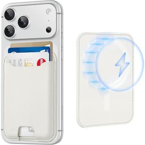 TopMade for Magsafe Wallet, Strongest Magnetic Card Holder for iPhone 17, iPhone 16/15/14/13/12 Series, Leather Magnetic Phone Wallet with Powerful Magnets, RFID Blocking, Fit 4 Cards, Milky White