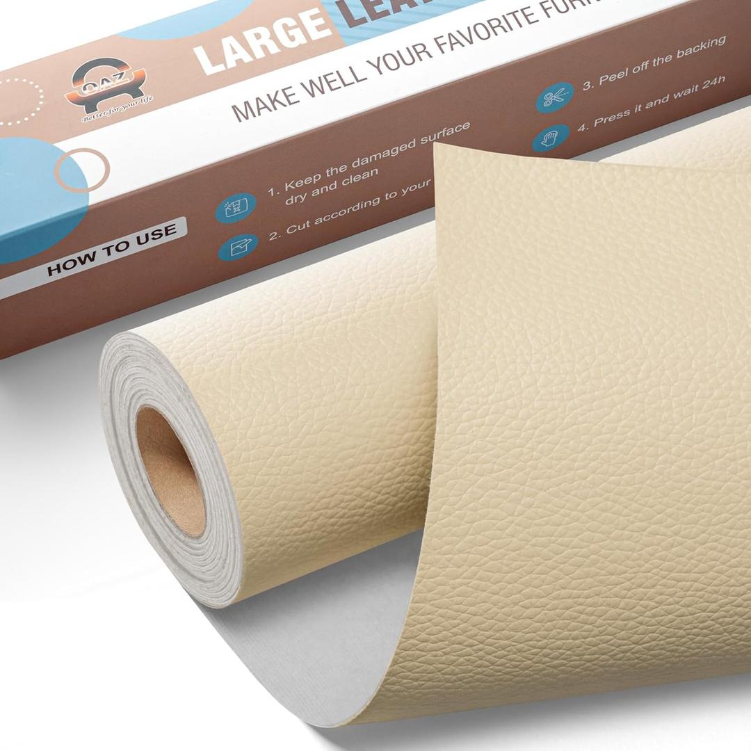 Leather Repair Kit for Furniture 16"x 63" Leather Tape Repair Patch Self Adhesive Sofa Vinyl Repair Patch Kit for Car Seat,Couch,Boat Seat,Chair - Beige Yellow