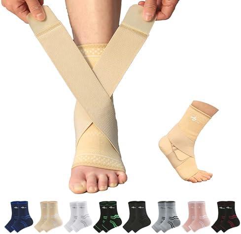 ABIRAM Ankle Brace for Women & Men, Ankle Compression Sleeve, Foot Sleeve with Wrap, Ankle Support, Foot Support for Sprained Foot & Arch, Plantar Fasciitis Relief Socks, Achilles Tendonitis, M