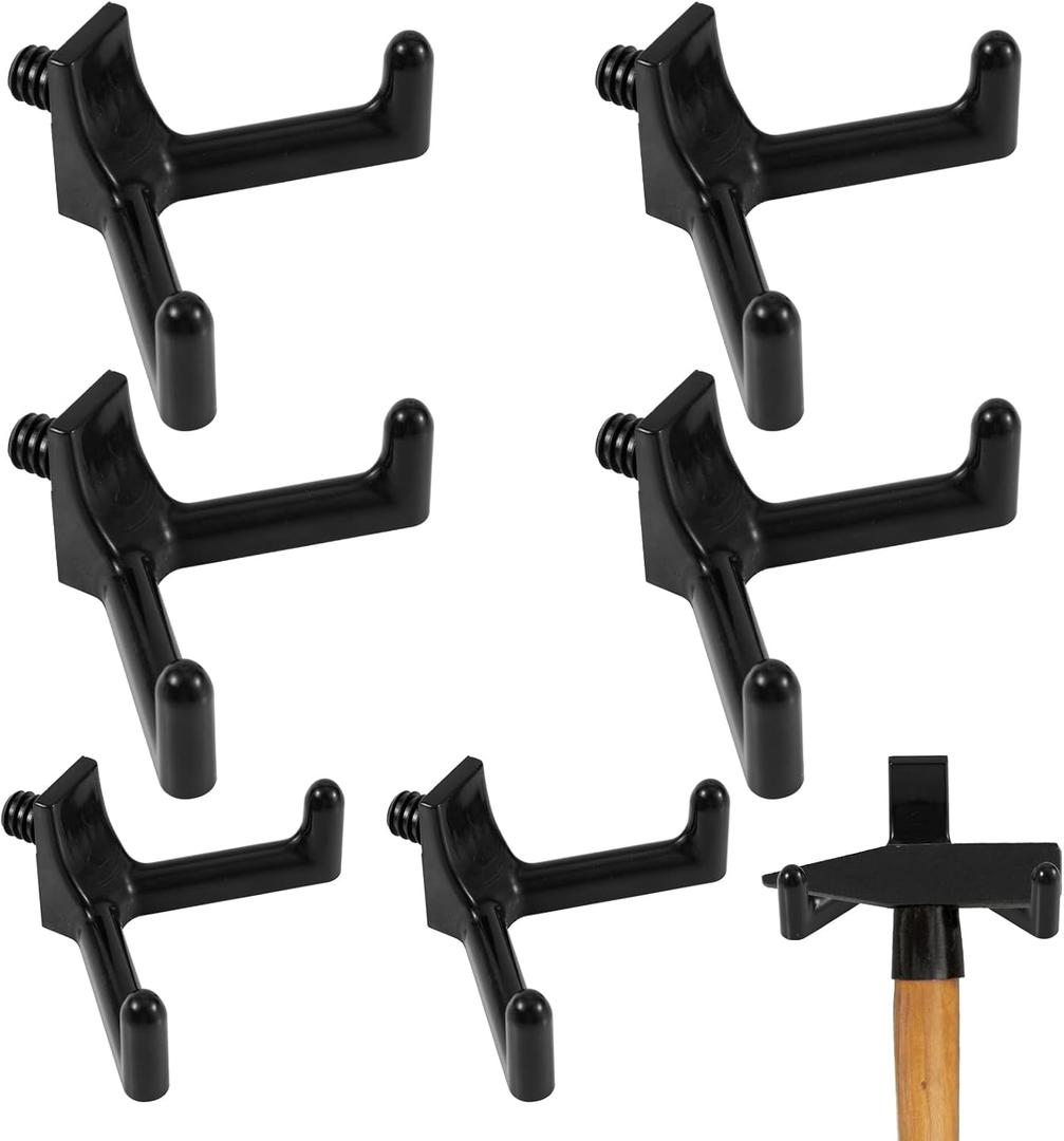 6pcs Tool Hooks for Shed Compatible with Suncast Shed, Premium Plastic Shed Wall Hanger Organization and Storage Accessories for Garage Hanging Knives Scissors Power Tools(Black)