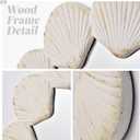 Shell Round Mirror,24 Inch Circle Coastal Wood Rustic Farmhouse White Seashell Wall Mirror for Bathroom,Bedroom,Vanity,Entryway,Hallway