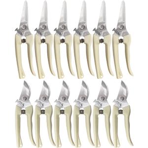 Pruning Shears for Gardening - 12 Packs Stainless Steel Garden Shears for Cutting Flowers Stems, Plants, Bonsai, Fruits Picking (Yellow)