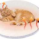 Cat Heating pad Indoor,Temperature Adjustable Kitten Heating pad Newborn with 12VDC Safe Voltage and Machine Washable.RDia 18IN