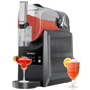 PAMBEE 88oz Slushie Machine, No Ice Needed Frozen Drink Maker for Home, Self-Cleaning, 5 Preset Menus & 5 Temp Settings Slushy Machine for Margarita, Frapps, Milkshakes and More (Dark Gray)