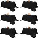 Fitable Black Tableclothes for Rectangle Tables, 6 Pack - 90 x 156 Inch - Reusable and Elegant Tablecloths, Polyester Fabric Table Covers for Wedding, Party, Banquet, Formal Events (90x156 In, 6 Pack)