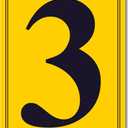 Premium Aluminum Number Signs 3, Metal 12" X 8" Yellow Numbered Signs Outdoor for Parking Lots, Floor, Dock, Court, Aisle, Field, High Visibility, No Fade, Weather-resistant