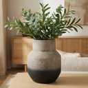 Large Rustic Ceramic vase Farmhouse Vintage Pottery for Shelf Decor Room Decor,Brown Ombre Terracotta Vase,11'' Round Decorative Vases Home Decor Living Room (11inch)