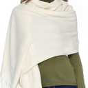 HOYAYO Extra Large Thick Pashmina Shawl Wraps - Wool Soft Winter Warm Scarves Travel Blanket for Women (Beige)