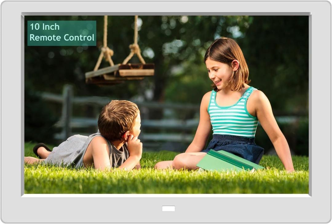 10.1 Inch USB Digital Picture Frame, Non-WiFi SD Card Electric Photo Frame IPS Screen HD Display with Remote Control, Digital Photo Frame with USB Port Support Video and Slideshow, Gift for Seniors (USB Frame 1.0-White)