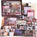 Scrapbooking Supplies Kit, Aesthetic Daily Life Travel Scrapbook Kit for Bullet Junk Journal, Stationery, A6 Grid Notebook, Flower DIY Journaling Supplies, Birthday Craft Gift Teen Girl Women