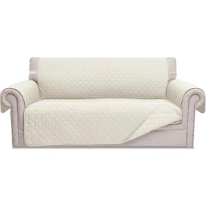 HOMERILLA Reversible 2 Cushion Couch Cover for Dogs Water Resistant Washable Pets Furniture Protector Sofa Cover with Elastic Straps(Loveseat 48", Ivory/Ivory)