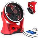 Cordless Battery Operated Fan Compatible with Milwaukee M18 18V Battery, 10 Inch Rechargeable Portable Fan with Variable Speed 4.5H Max Runtime for Jobsite Outdoor(Tool Only, Not Made by Milwaukee)