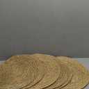 Round Woven Placemats Set of 6, Natural Water Hyacinth Place mats, 12 inch Rattan Placemats Wicker Placemats Farmhouse Boho Braided Heat Resistant Outdoor Placemat Patio Table Place Mats