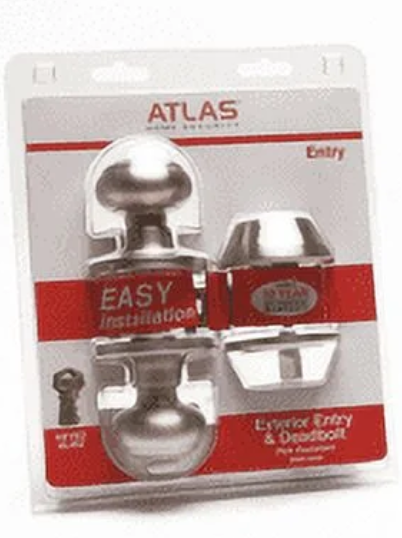 Atlas Classic Entry Locking Door Knob and Deadbolt Combo Kit, Satin Nickel