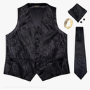 Pulcykp Men's Suit Vest Silk Waistcoat Sleeveless Formal Business Jacket Dress Vests, Size XXL