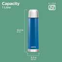 Milton Flask for Hot Drinks 1000 ml (34 oz), 24 Hours Hot and Cold, Stainless Steel Sport Water Bottle, Double Walled Vacuum Insulated Flask for Hot Coffee, Thermosteel, Leak Proof, Eco-Flip, Blue