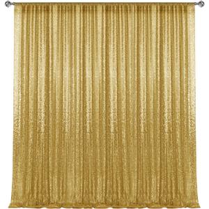 10×10FT Gold Sequin Backdrop Curtain, Photography Backdrop Glitter Curtains Fabric Background for Wedding Party Decor