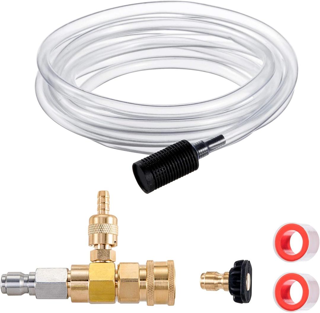 Raincovo Downstream Injector for Pressure Washer, Power Washer Chemical Injector Kit, Soap Injector, 3/8 Inch Quick Connect, 4000 PSI