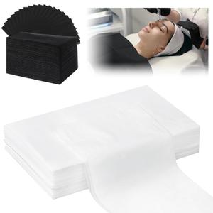 200 Pcs Disposable Sheets Include 100 Disposable Bed Sheets 31"x71" and 100 Disposable Dental Bibs 13"x18" Non Woven Fabric SPA Bed Cover Breathable for Dentistry Massage Beauty Tattoos, White 