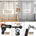 KAMANINA 2 Pack Curtain Rods for Windows 48 to 84 Inch, Black Heavy Duty Curtain Rod Adjustable, 7/8 Inch Single Decorative Drapery Rods 32 to 86 Inch(2.6-7.1Ft), Netted Texture Finials