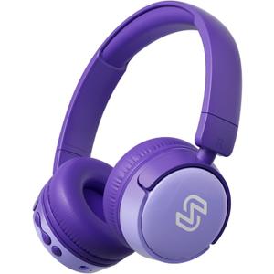 S62 Kids Bluetooth Headphones, Wireless Headphones for Kids Over Ear with Microphone, 85/94dB Volume Limiter Headset for Girls Boys, Foldable Headset for Learning & Entertainment-Purple