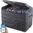 VEVOR NLS45, 12 Volt Car Refrigerator Fridge, 32 L Dual Zone Portable Freezer, -4℉-68℉ Adjustable Range, 12/ 24V DC and 100-240V AC Compressor Cooler for Outdoor, Camping, RV, Bule and grey