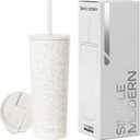 Simple Modern Insulated Tumbler with Lid and Straw | Iced Coffee Cup Reusable Stainless Steel Water Bottle Travel Mug | Gifts for Women Men Her Him | Classic Collection | 24oz | Cream Leopard