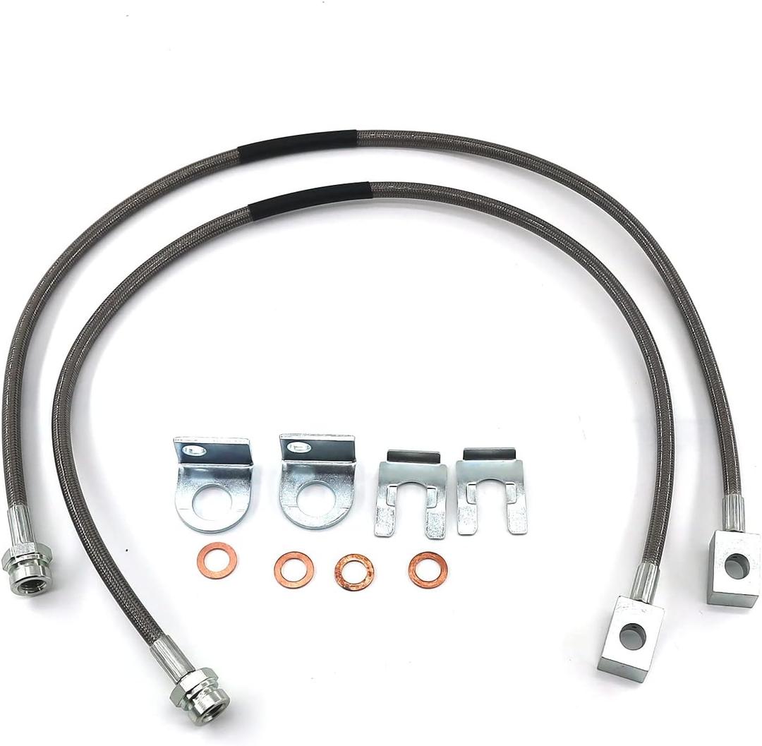 89702 Front Stainless Brake Lines 26" Compatible with 1987-06 Jeep TJ/YJ/XJ (2pcs)