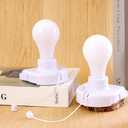 2 Pack Battery Operated Light Bulb, Stick-Up Battery Powered Wireless LED Closet Light Bulb, Self Adhesive Wall Mounted Light Fixture with Pull Chain for Cabinet Bedroom Living Room Kitchen