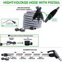 OVO Universal Central Vacuum 35ft Dual Voltage Hose with Pigtail and ON-Off 3 Way Switch Control at The Handle - Compatible with Most inlets - Crushproof