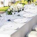 LIYH 50 Pcs White Scalloped Plastic Plates Reusable - Unbreakable Plastic Plates for Weddings Party Outdoor Picnics Dishwasher Safe BPA Free (25Guests)