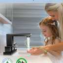 Cobbe Bathroom Faucets for Sink 3 Hole, Matte Black Bathroom Sink Faucet Square 4 Inch Centerset with Pop-Up Drain, 2 Handle and 2 Supply Hoses, Lead-Free Stainless Steel for Vanity, Rv, Farmhouse