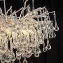 Upfelw Modern Crystal Raindrop Chandelier, Silver Round Art Deco Tree Branch Lighting Fixture for Dining Room Living Room Foyer 13 Lights D31.5''