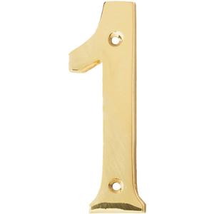 Motif 4-Inch Solid Brass Lacquered Polished Outdoor Decor Mailbox Numbers House Numbers for Outside House Numbers Address Sign for Door (Number 1)