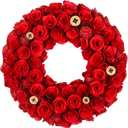 Valentine Wreath, 13 Inch Small Red Wreaths, Hand Carved | Natural Pine Wood, Valentine Christmas Decorations for Front Door, Wall & Window Decor