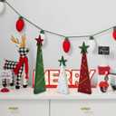 Wooden Christmas Trees Tabletop Decoration Set 3 Piece Freestanding Rustic Holiday Centerpieces for Tiered Tray Xmas Home Decor (Wood 01)