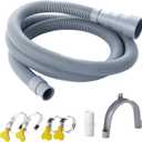 Elyfree Washing Machine Drain Hose, 3.2 ft Flexible Washer Drain Hose Extension, Universal Dishwasher Hose Extension Kits Corrugated Washer Hoses W/ 1 Hose 4 Clamps 1 U-Bend Holder