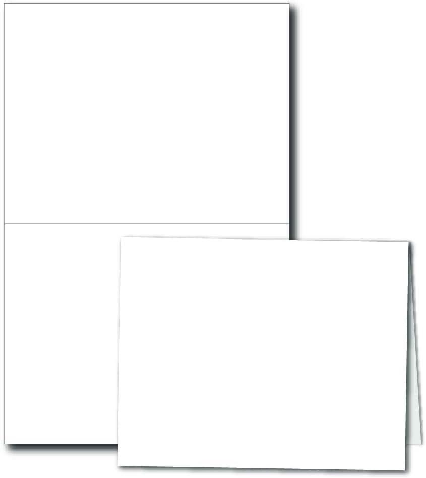 Heavyweight Blank White A2 Folded Note Cards - 4.25" x 5.5" - Greeting Cards for Card Making - Thick 80lb Stock - Inkjet/Laser Printer Compatible (100 Cards)