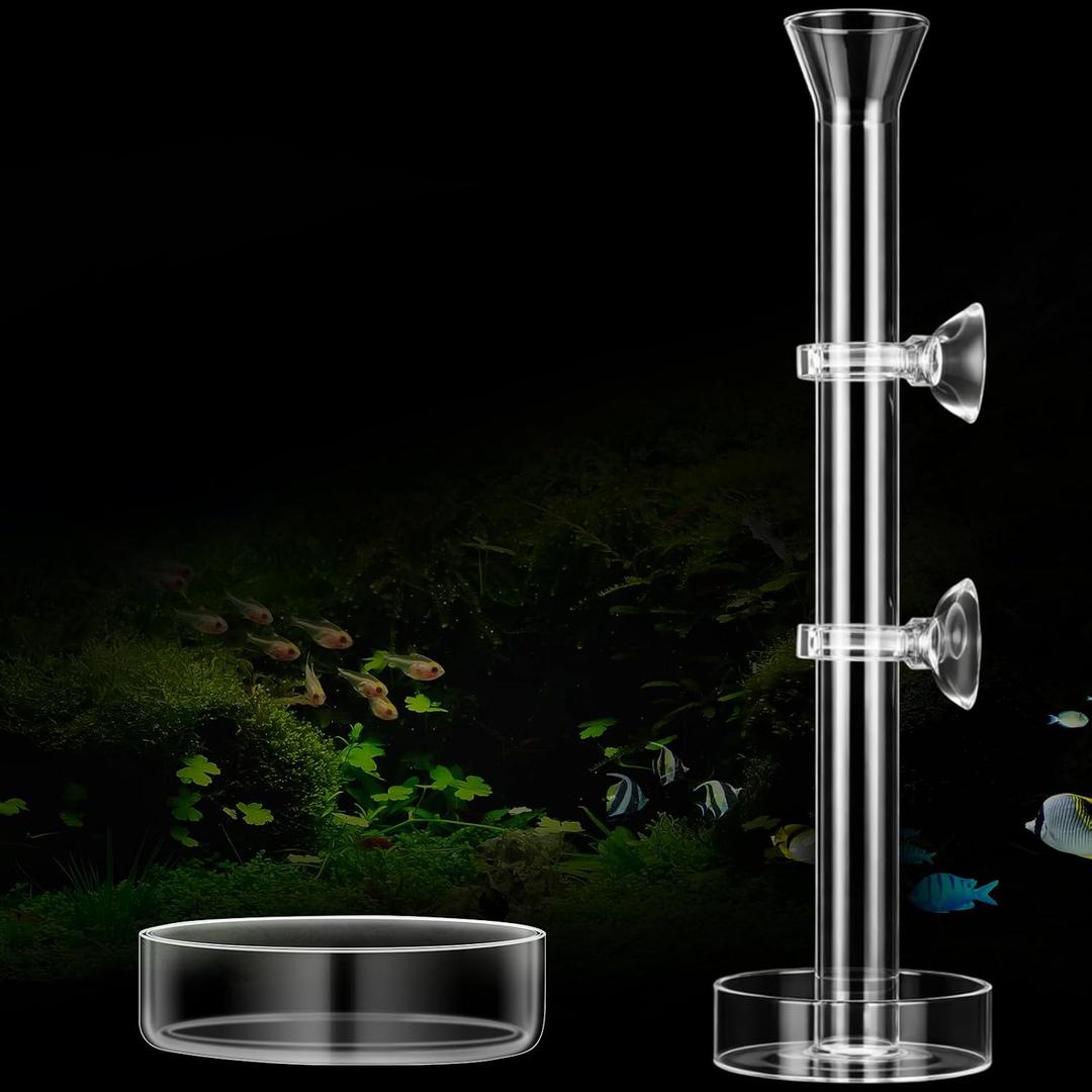 CHENGU 3 Pieces Shrimp Feeding Tube and Dish Set, 10 Inch Glass Shrimp Feeder Tube and 2 Aquarium Dish Bowl Fish Tank Feeding Supplies for Fish Tank Aquarium