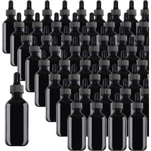 48 Pack 1/2oz Black Glass Dropper Bottles, Eye Dropper Bottles with Glass Droppers for Essential Oils, Perfumes(15ml, Black)-Maybe 15ml CLear