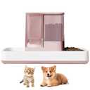 GearRoot Automatic Cat Feeder and Water Dispenser, 2 in 1 Gravity Pet Food Feeder and Water Dispenser Detachable Cat Food Dispenser for Small Dogs and Cats, Pink