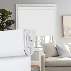 Persilux No Drill No Tools 100% Blackout Blinds for Windows, Free-Stop Cordless Roller Shades Thermal Insulated UV Protection Roller Blinds for Home Bedroom Easy to Install (White, 58" W x 72" H)