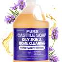 FLOWHYET 1 Gallon Lavender Liquid Castile Hand Soap Refill, Pure Natural Organic For Oily Skin, Hand, Bath, Body, Laundry, Dishes, Home Cleaning Vegan Hard Water Friendly - Lavender 128 Fl Oz