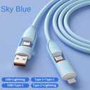 TRON 4-in-1 USB A to C Charger Cable - Pink, 5FT, with LED Light (Blue)