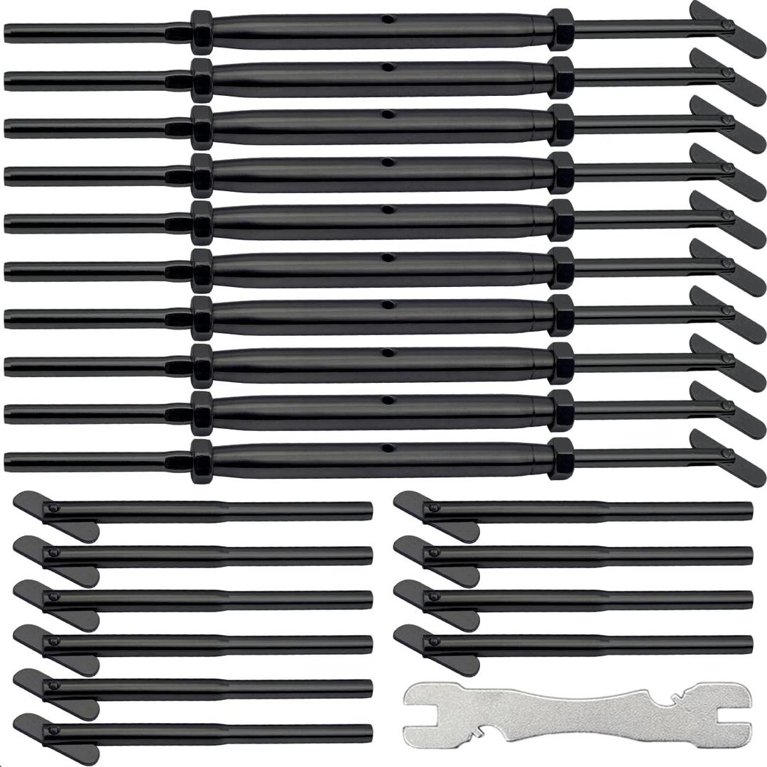 Black Cable Railing Hardware Kit, for 1/8" Cable Railing System for Metal Posts, Stainless Steel Drop Pin Turnbuckle 10 Pairs