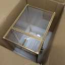HighFree Glass Card Box, Large Clear Card Box for Wedding Receptions, Decorative Storage Box for Baby Shower, Birthday Party, Bridal Shower (Without Slot, Gold)