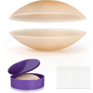 Nipple Covers for Women Reusable Silicone Nipple Covers Waterproof Sticky Pasties with Travel Case (Size 2 (Fits C-D Cups), Caramel-1pairs)