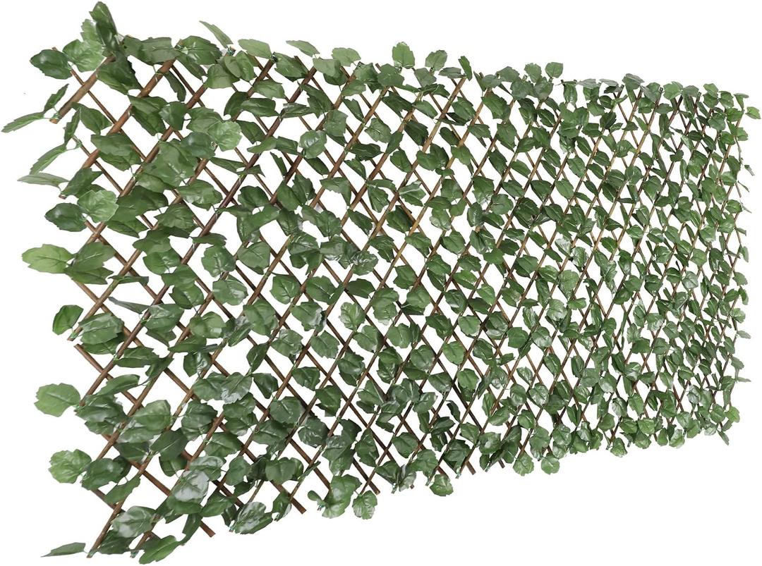 Windscreen4less Artificial Expandable Ivy Leaf Faux Leaves Privacy Fence Screen for Outdoor Indoor Backyard Patio Balcony (Single Sided Leaves, 1 Pack)